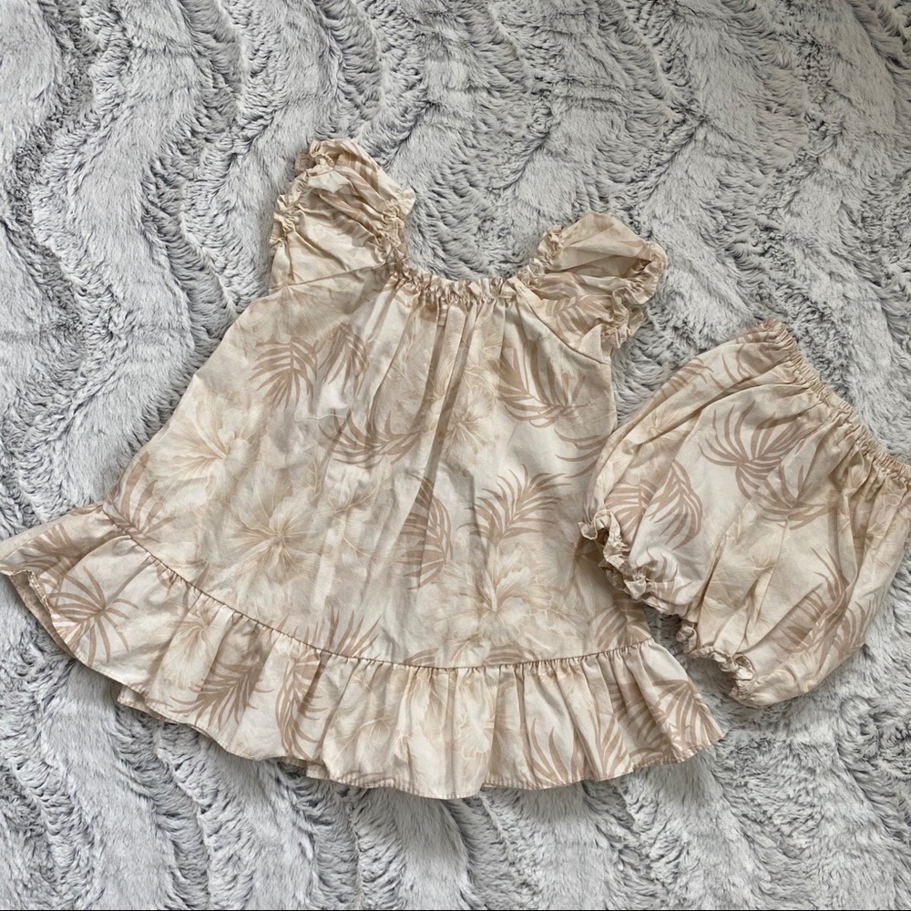 Hawaiian Print Dress + Bloomers - size: 6-12mo